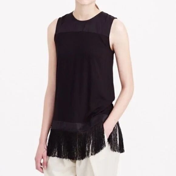 J. crew black sleeveless fringe bottom top medium (G1) - Picture 1 of 8